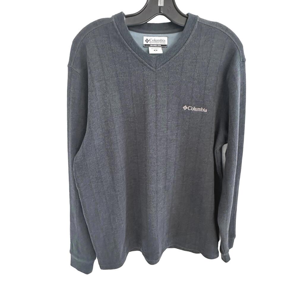 Columbia Blue Men's V-Neck Ribbed Sweater - M